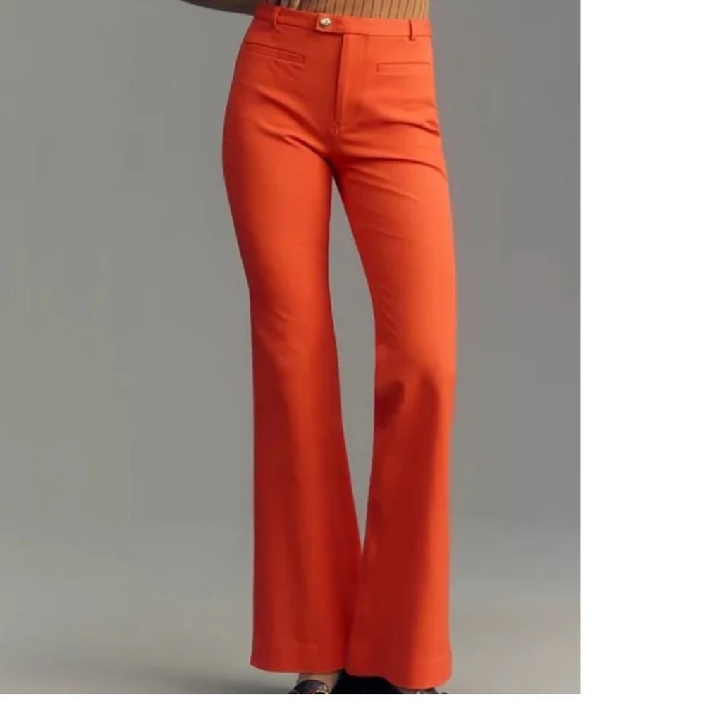 anthropologie MAEVE Stretch Bootcut Trouser SIZE 8 red new nwt - Picture 2 of 6